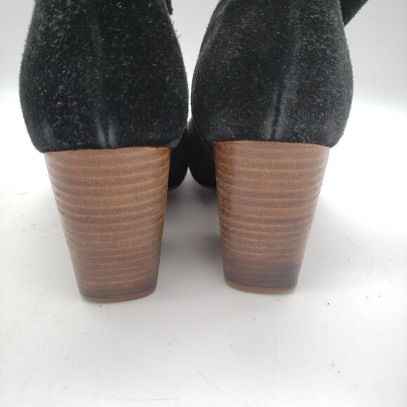 Crown Vintage Black Suede Zip-Up Booties Short Boots Size 9M - Picture 11 of 12